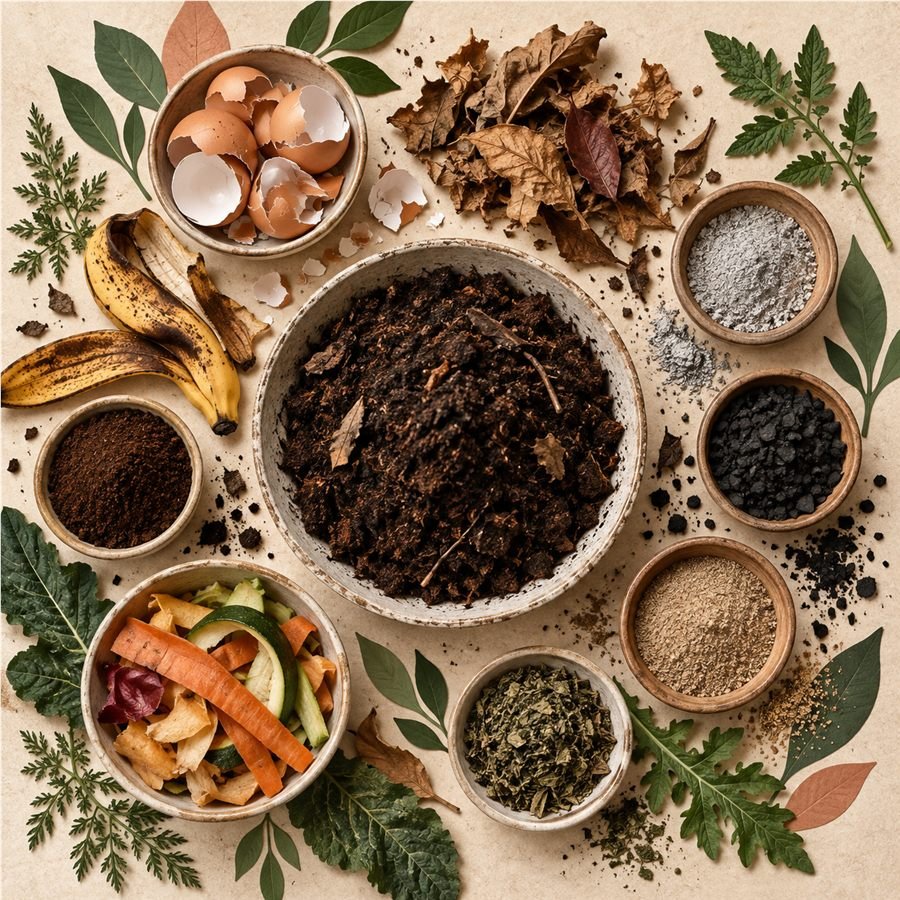 Ingredientes naturales para nutrir plantas